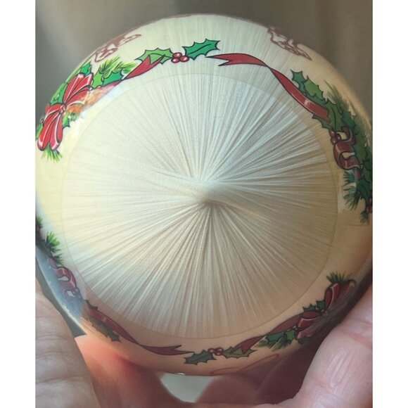 All American Dachshund Seasons Greetings Glass Satin Christmas Ornament Cream VT - Picture 4 of 6